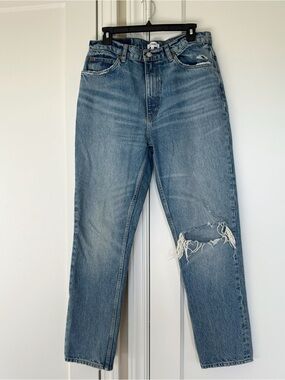 RE/DONE 70s Straight Leg Distressed Blue Jeans